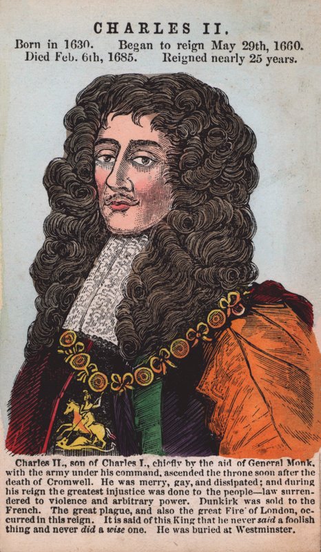 King Charles II (barevná rytina) od English School