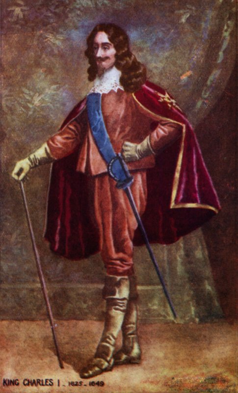 Král Karel I. (barevná litografie) od English School