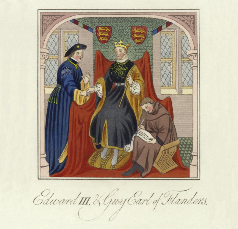 Anglický král Edward III a Guy, hrabě z Flander, 14. století od English School
