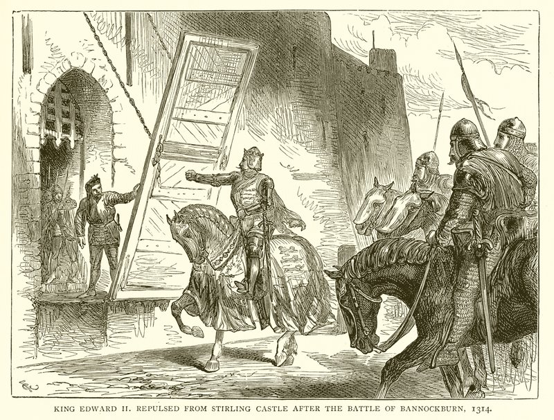 Král Edward II odražen od hradu Stirling po bitvě u Bannockburn, 1314 od English School