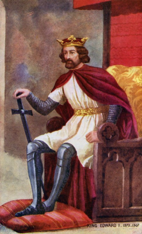 Král Eduard I. (barevná litografie) od English School