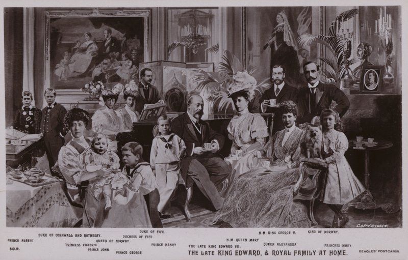 Král Edward VII a jeho rodina (litho) od English School