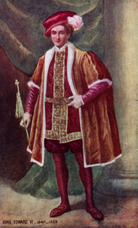 Král Eduard VI (barevná litografie) od English School