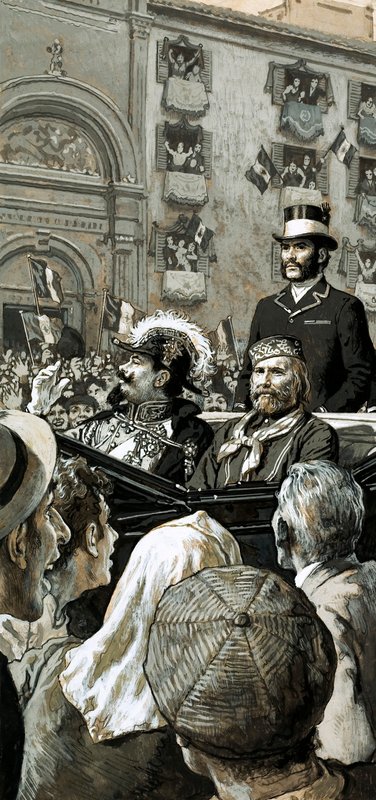 Král Emmanuel byl Garibaldim veřejně prohlášen za italského krále od English School