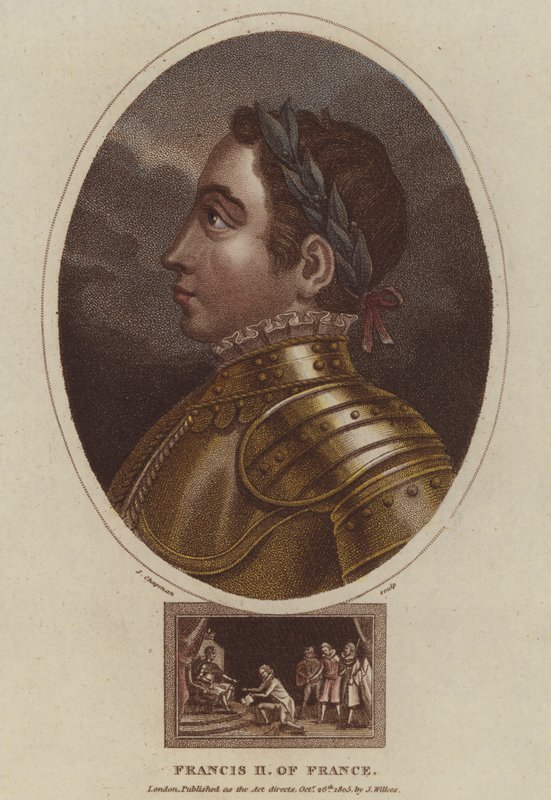 Francouzský král František II. (barevná rytina) od English School