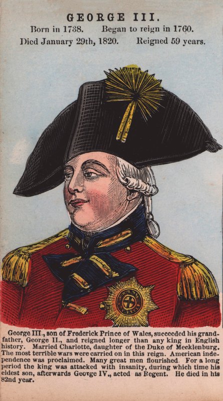 King George III (barevná rytina) od English School