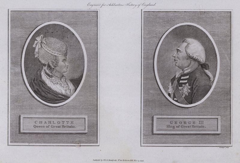 Král George III a královna Charlotte od English School