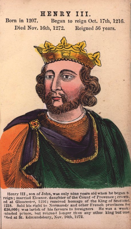King Henry III (barevná rytina) od English School