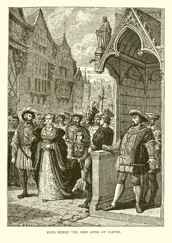 Král Jindřich VIII vidí Annu z Cleves (rytina) od English School