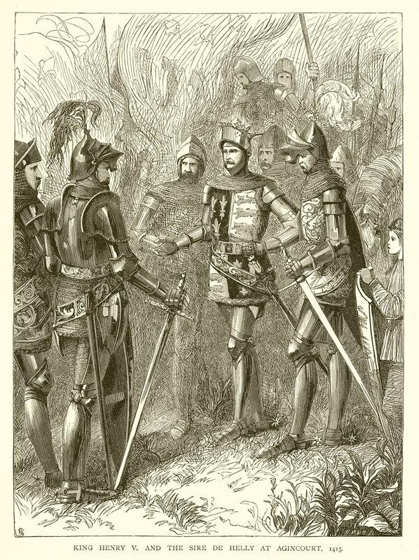 Král Jindřich V. a Sire de Helly v Agincourt, 1415 od English School