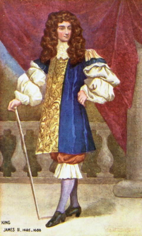 King James II (barevné lito) od English School