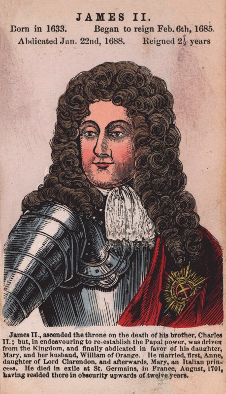 King James II (barevná rytina) od English School