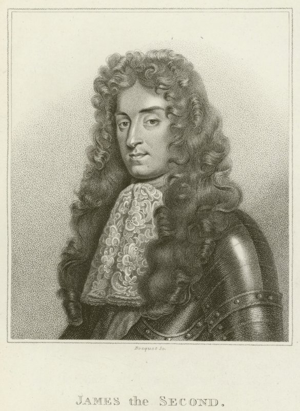 King James II (rytina) od English School