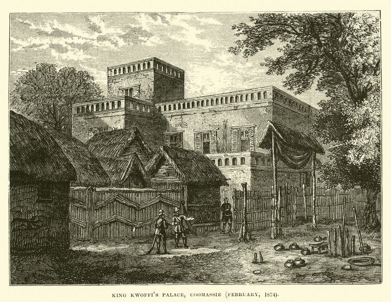 King Kwoffis Palace, Coomassie, únor 1874 od English School