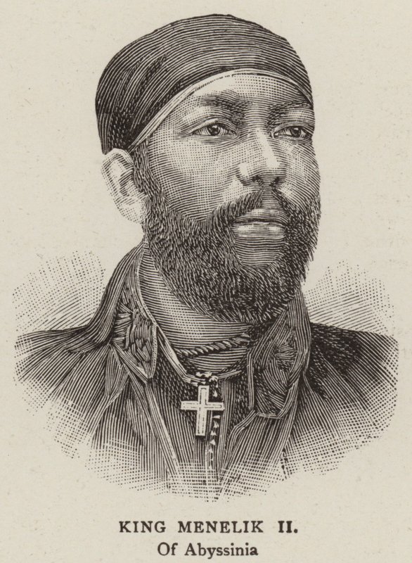 Král Menelik II (rytina) od English School