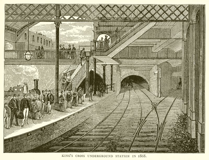 Stanice metra Kings Cross v roce 1868 od English School