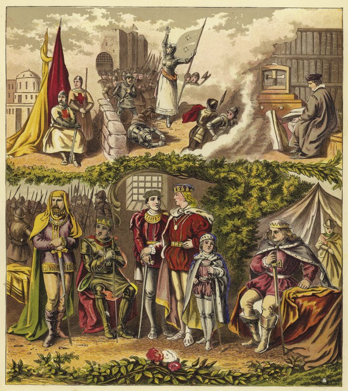 králové rodu Lancasterů a Yorku; Král Jindřich IV., Král Jindřich V., Král Jindřich VI., Král Edward IV., Král Edward V., Král Richard III od English School