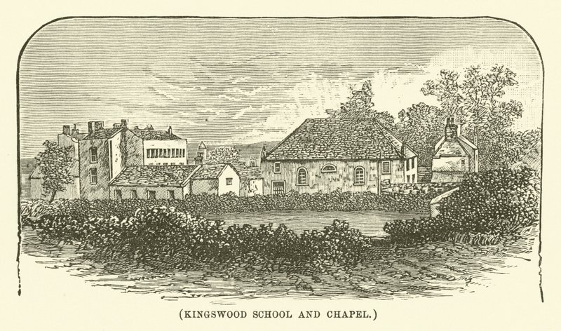 Škola a kaple Kingswood (rytina) od English School