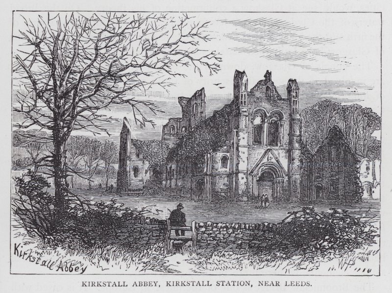 Kirkstall Abbey, Kirkstall Station, nedaleko Leedsu (rytina) od English School