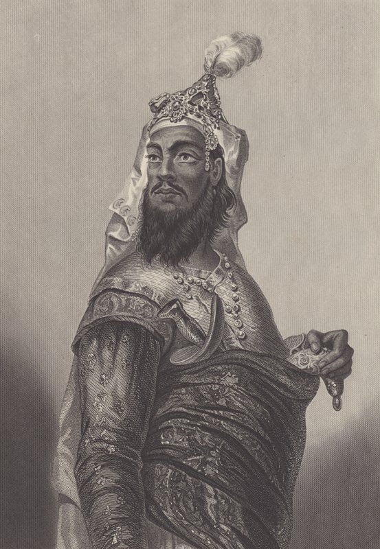 Kunwar Singh, indický vojenský velitel proti Britům v Biháru během indické vzpoury (rytina) od English School