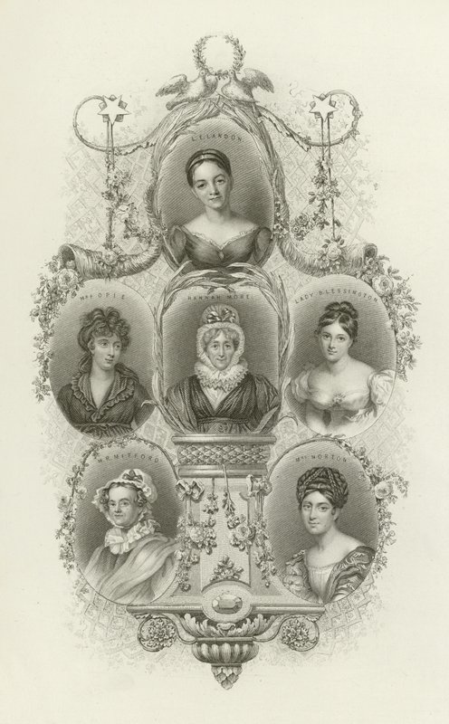L E Landon, paní Opie, Hannah More, Lady Blessington, MR Mitford, paní Norton od English School