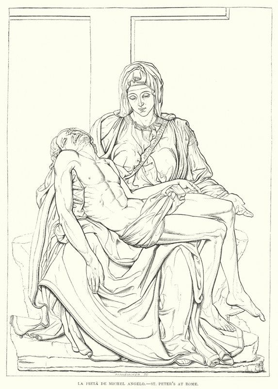 La Pieta Di Michelangelo, Svatý Petr v Římě (rytina) od English School