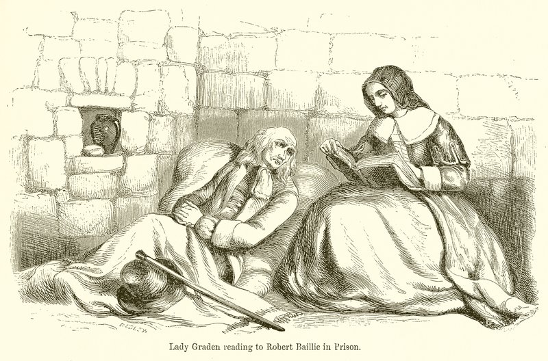 Lady Graden čte Robertu Bailliemu ve vězení od English School