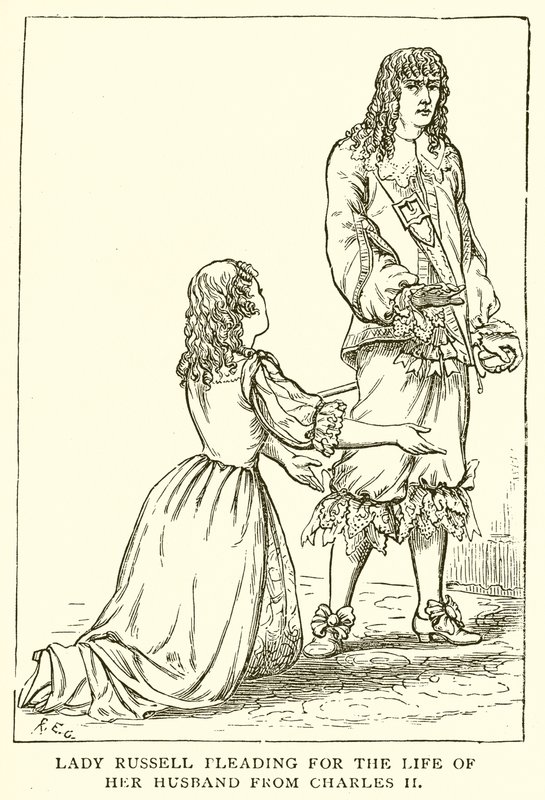 Lady Russell prosí o život svého manžela od Karla II od English School