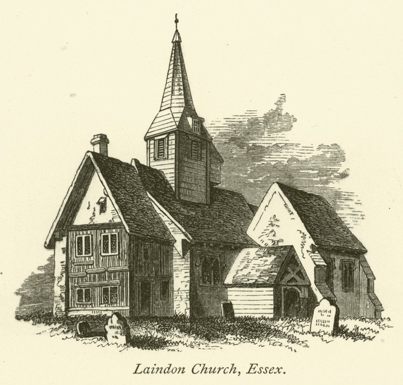 Kostel v Laindonu, Essex (rytina) od English School