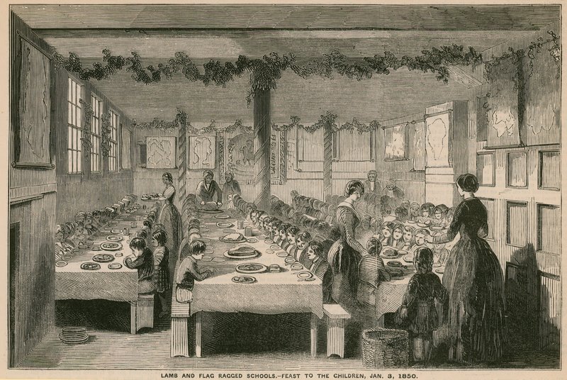 Lamb and Flag Ragged School, svátek pro děti, 3. ledna 1850 od English School