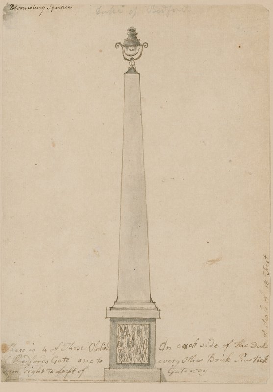 Lampa u Bedford House v Londýně, sundaná v roce 1799 od English School