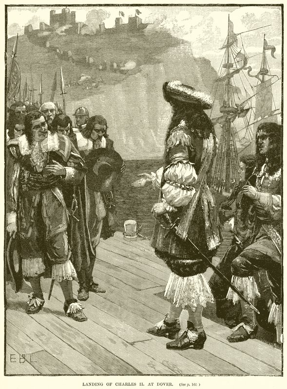 Vylodění Karla II v Doveru od English School