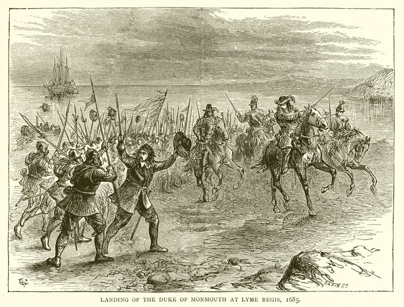 Přistání vévody z Monmounthu v Lyme Regis, 1685 od English School