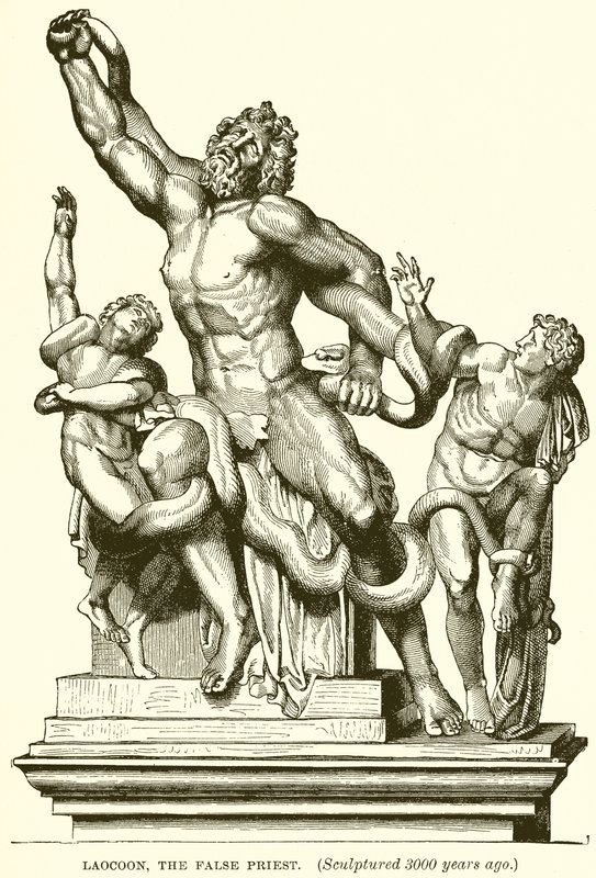 Laocoon, falešný kněz. (Vytesáno před 3000 lety) (rytina) od English School