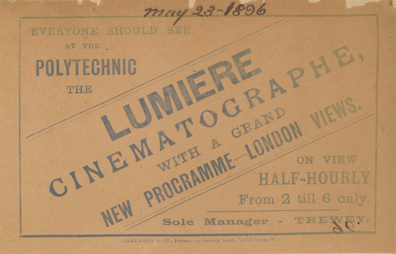 Letáková reklama Lumiere Cinematograph od English School