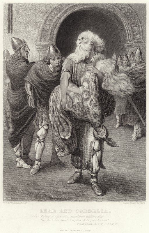 Lear a Cordelie, král Lear, dějství V, scéna III od English School