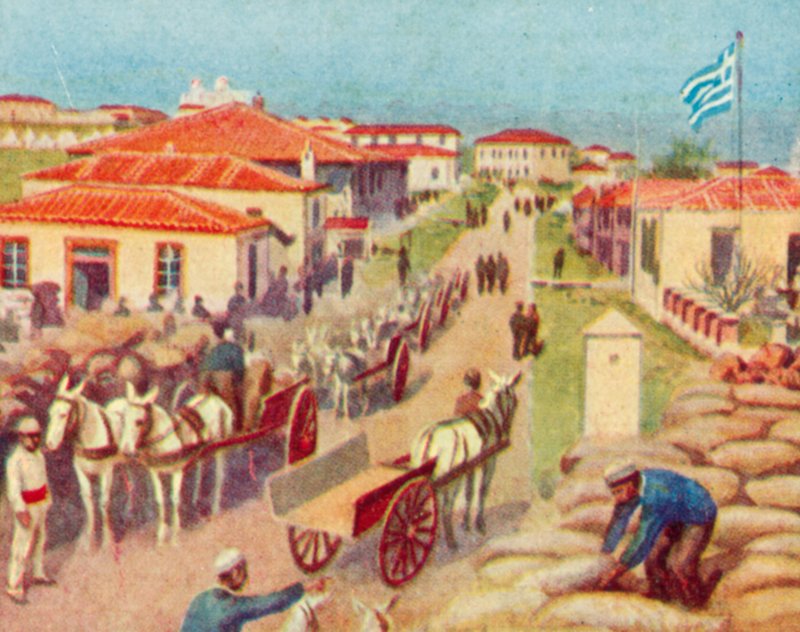 Lemnos, u zálivu Mudros (barevná litografie) od English School
