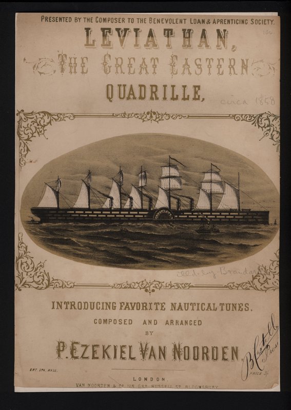 Leviathan, The Great Eastern, viktoriánský obal noty (litho) od English School