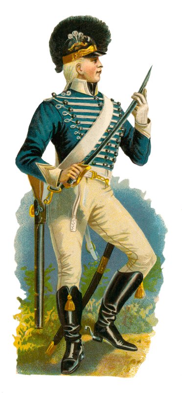 Lehký dragoun doby Jiřího III., 1761-1820 od English School
