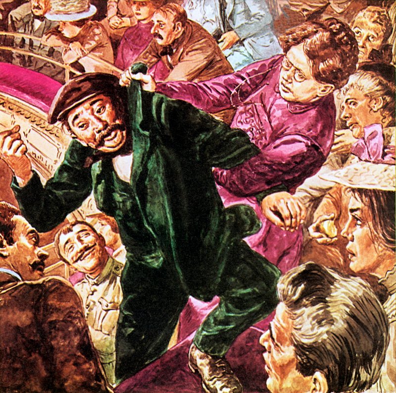 Lilian Baylis vyhazuje opilce z galerie svého milovaného Old Vica od English School