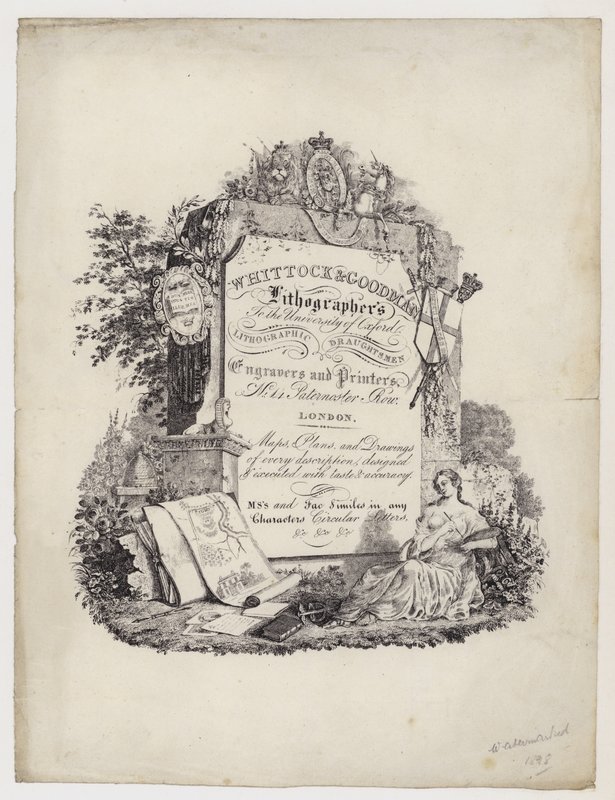 Litograf, Whittock & Goodman, obchodní karta od English School