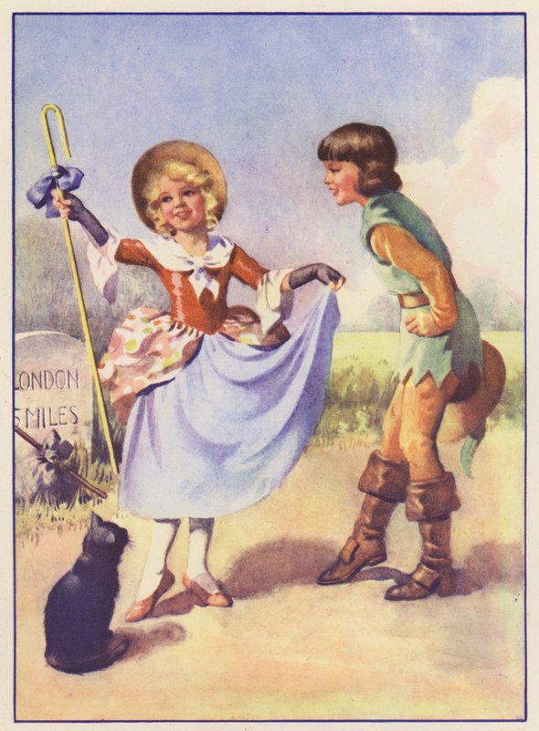 Little Bo Peep a Dick Whittington (barevná litografie) od English School