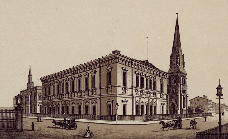 Liverpool: Philharmonic Hall (litografie) od English School