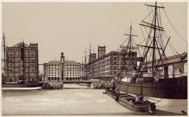 Liverpool: Liverpool: Waterloo Dock and Grain Warehouses (litografie) od English School