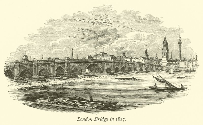 London Bridge v roce 1827 od English School