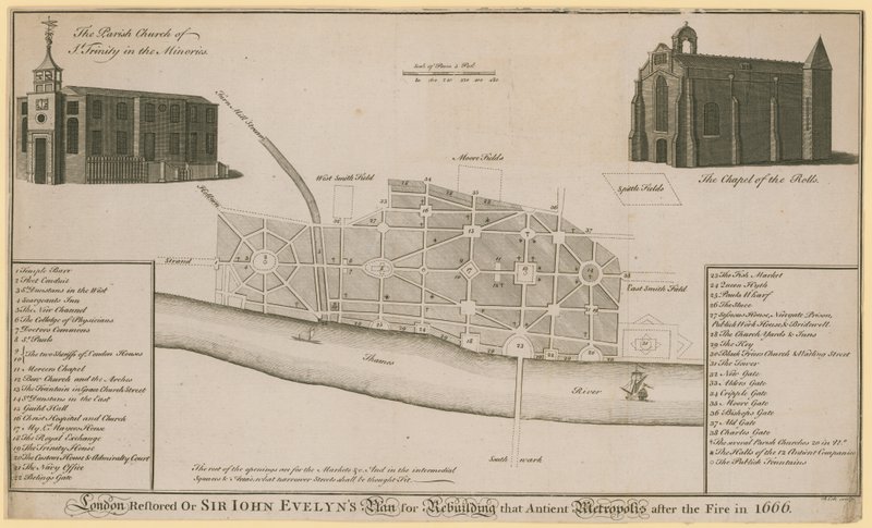 Londýn obnoven, neboli plán sira Johna Evelynse na přestavbu této starobylé metropole po požáru v roce 1666 od English School