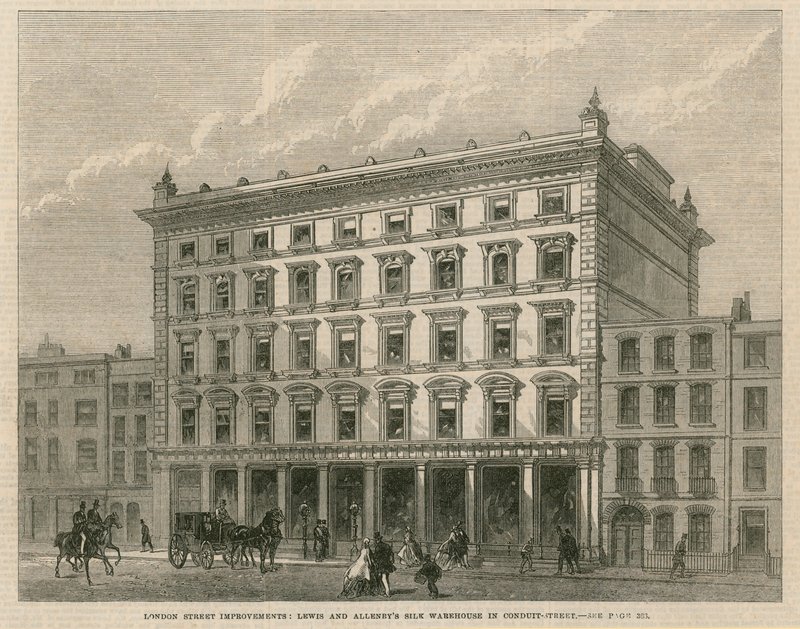 Vylepšení londýnské ulice: sklad hedvábí Lewis a Allenbys v Conduit Street od English School