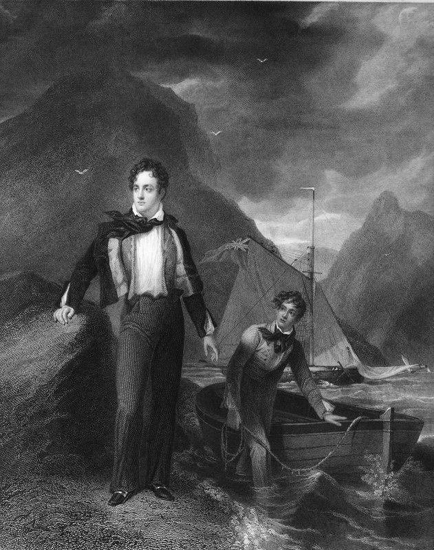 Lord Byron, anglický básník (rytina) od English School