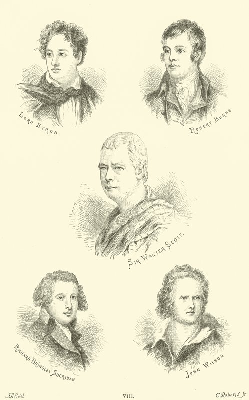 Lord Byron, Robert Burns, Sir Walter Scott, Richard Brinsley Sheridan, John Wilson od English School