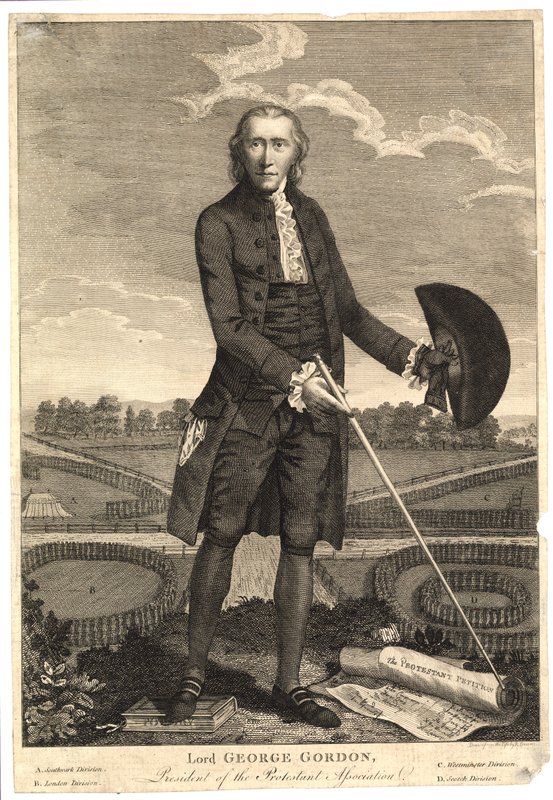 Lord George Gordon, předseda protestantské asociace od English School